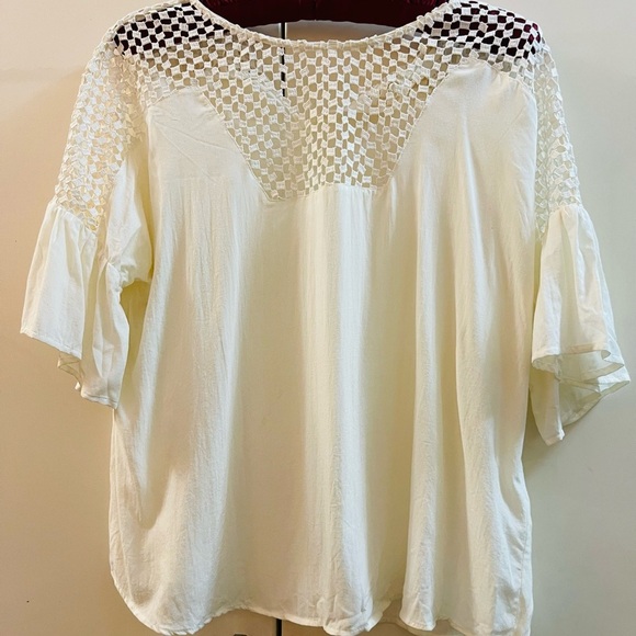 Tops - H&M Blouse Tank Top Ivory Ruffle Short Sleeves Sz 2